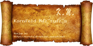 Kornfeld Mátyás névjegykártya